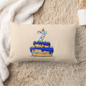 男の子7誕生日、7甘いブルーケーキ ランバークッション (ブランケット)