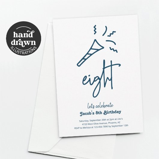 男の子8th誕生日パーティーへの招待 招待状