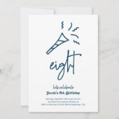 男の子8th誕生日パーティーへの招待 招待状 (正面)