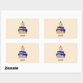 男の子9誕生日、9オンスイートブルーケーキ 長方形シール (シート)