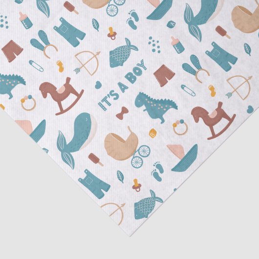 男の子。かわいい青おもしろい動物のおもちゃ赤ちゃんシャワー 薄葉紙 (詳細)