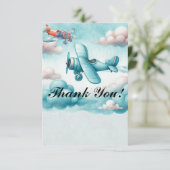 男の子 かわいい 旅行 飛行機 子ども 誕生日 オーダーメイド サンキューカード (スタンド正面)