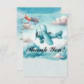 男の子 かわいい 旅行 飛行機 子ども 誕生日 オーダーメイド サンキューカード (正面/裏面)