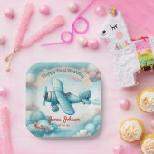 男の子 かわいい 旅行 飛行機 子供の誕生日 カスタム ペーパープレート (パーティー)