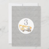 男の子 イエロー グレー 建設 ダーティー 3歳の誕生日 招待状 (裏面)