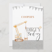男の子 イエロー 建設 汚い 3歳 誕生日 招待状 (裏面)