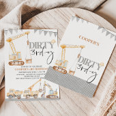 男の子 イエロー 建設 汚い 3歳 誕生日 招待状