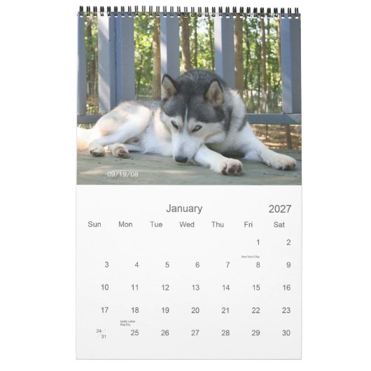 男の子 カレンダー (1月 2027)