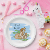 男の子、キツネ、テディベアのベビーシャワー ペーパープレート (パーティー)