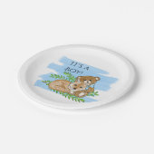 男の子、キツネ、テディベア赤ちゃんシャワー紙P ペーパープレート (アングル)