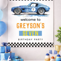 男の子 クール ブルー レーシングカー キッズ 誕生日 