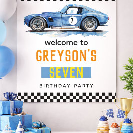 男の子 クール ブルー レーシングカー キッズ 誕生日 ポスター