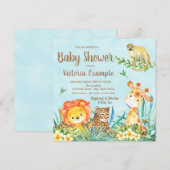 男の子 サファリ ジャングル 動物 ベビー シャワー 招待状 (正面/裏面)