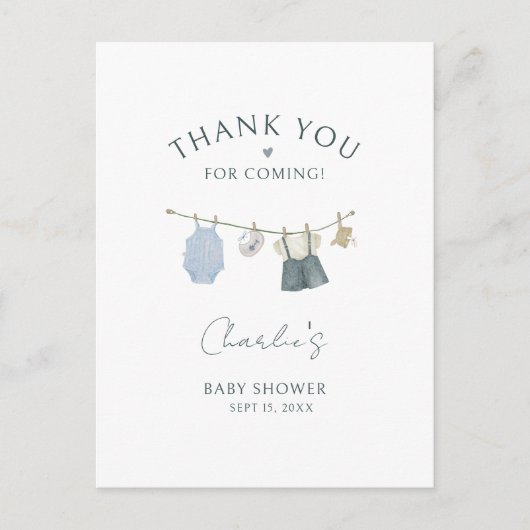 男の子 シンプルな服 水彩 ベビーシャワー ポストカード (正面)