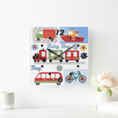 男の子 スクエア壁時計 (ホーム)