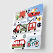 男の子 スクエア壁時計 (傾斜)