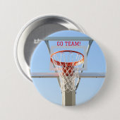 男の子"チームに行く"誕生日パーティバスケットボールフープ 缶バッジ (正面&裏面)