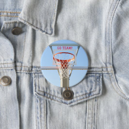 男の子"チームに行く"誕生日パーティバスケットボールフープ 缶バッジ