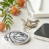 男の子、パーソナライズなバスケットボールのためのバスケットボールのギフト キーホルダー (側面)