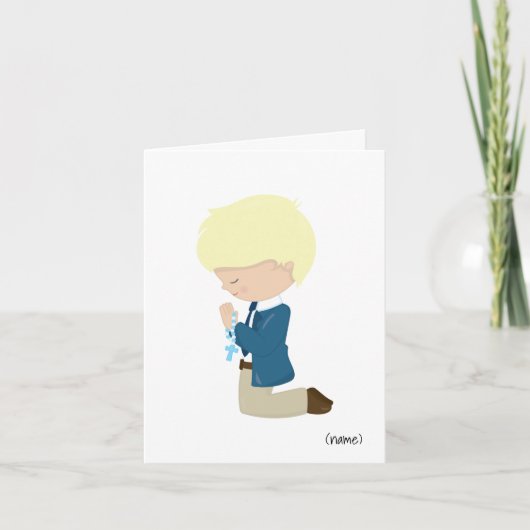 男の子（ブロンドの髪）最初の聖餐式 カード (正面)