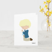 男の子（ブロンドの髪）最初の聖餐式 カード (黄色い花)