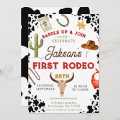 男の子 マイ ファースト ロデオ カウボーイ 1歳 誕生日 招待状 (正面/裏面)