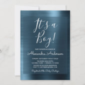 男の子 – メタリックブルーフォイル赤ちゃんシャワー 招待状 (正面)