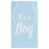 男の子、ライトブルーの赤ちゃんシャワー、ジェンダーの明け方 スモールペーパーバッグ (裏面)