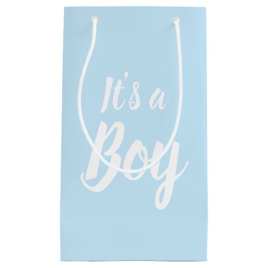 男の子、ライトブルーの赤ちゃんシャワー、ジェンダーの明け方 スモールペーパーバッグ (正面)