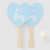 男の子、ライトブルーの赤ちゃんシャワー、ジェンダーの明け方 ハンドファン (正面&裏面)