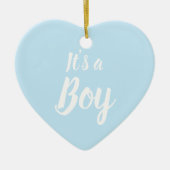 男の子、ライトブルー、赤ちゃんシャワー、ジェンダーの暴露だ セラミックオーナメント (正面)