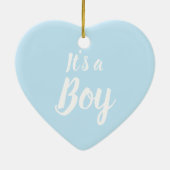 男の子、ライトブルー、赤ちゃんシャワー、ジェンダーの暴露だ セラミックオーナメント (裏面)