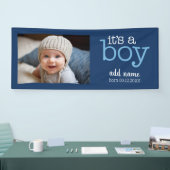 男の子 – 写真モダン白お洒落型 横断幕 (トレードショー)