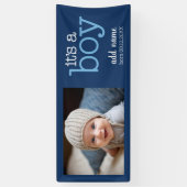 男の子 – 写真モダン白お洒落型 横断幕 (縦)