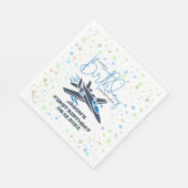 男の子 初誕生日 ジェット戦闘機 白+青 スタンダードランチョンナプキン (角)