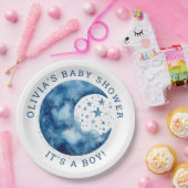 男の子。可愛いお洒落ブルームーンベイビーシャワー ペーパープレート (パーティー)