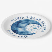 男の子。可愛いお洒落ブルームーンベイビーシャワー ペーパープレート (アングル)