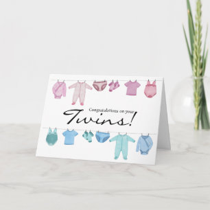 男の子/女の子ツインズおめでとう カード