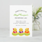 男の子 女の子 どんな年齢でも ゴムのあひる お誕生日会 ルアウパーティー 招待状 (スタンド正面)