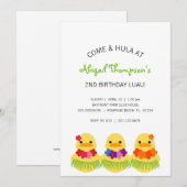 男の子 女の子 どんな年齢でも ゴムのあひる お誕生日会 ルアウパーティー 招待状 (正面/裏面)