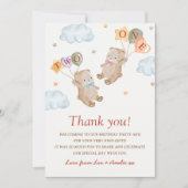 男の子 女の子 カップル テディベア パーティー 誕生日 招待状 (正面)