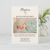 男の子 女の子 ゴールド クロス 宗教 洗礼 フォト 招待状 (スタンド正面)