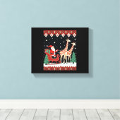 男の子 女の子 サンタクロース キリンに乗って スライド みにくい キャンバスプリント (インサイチュ (ウッドフロア))