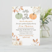 男の子?女の子?ハロウィンパンプキン 性別発表パーティー招待状 招待状 (スタンド正面)