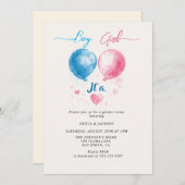 男の子？女の子？バルーン性別発表パーティー 招待状 (正面/裏面)