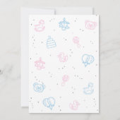 男の子？女の子？、ピンクとブルー、モダン、性別発表 招待状 (裏面)