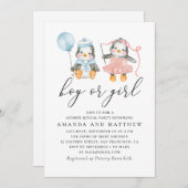 男の子？女の子？ | ペンギンの赤ちゃん性別発表 招待状 (正面/裏面)