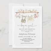 男の子？女の子？ | ミューテッド ボーホー 性別発表 ベビーシャワー 招待状 (正面)