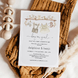 男の子/女の子 |ミュートBohoジェンダー赤ちゃんシャワーを表示 招待状