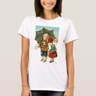 男の子、女の子、傘 Tシャツ